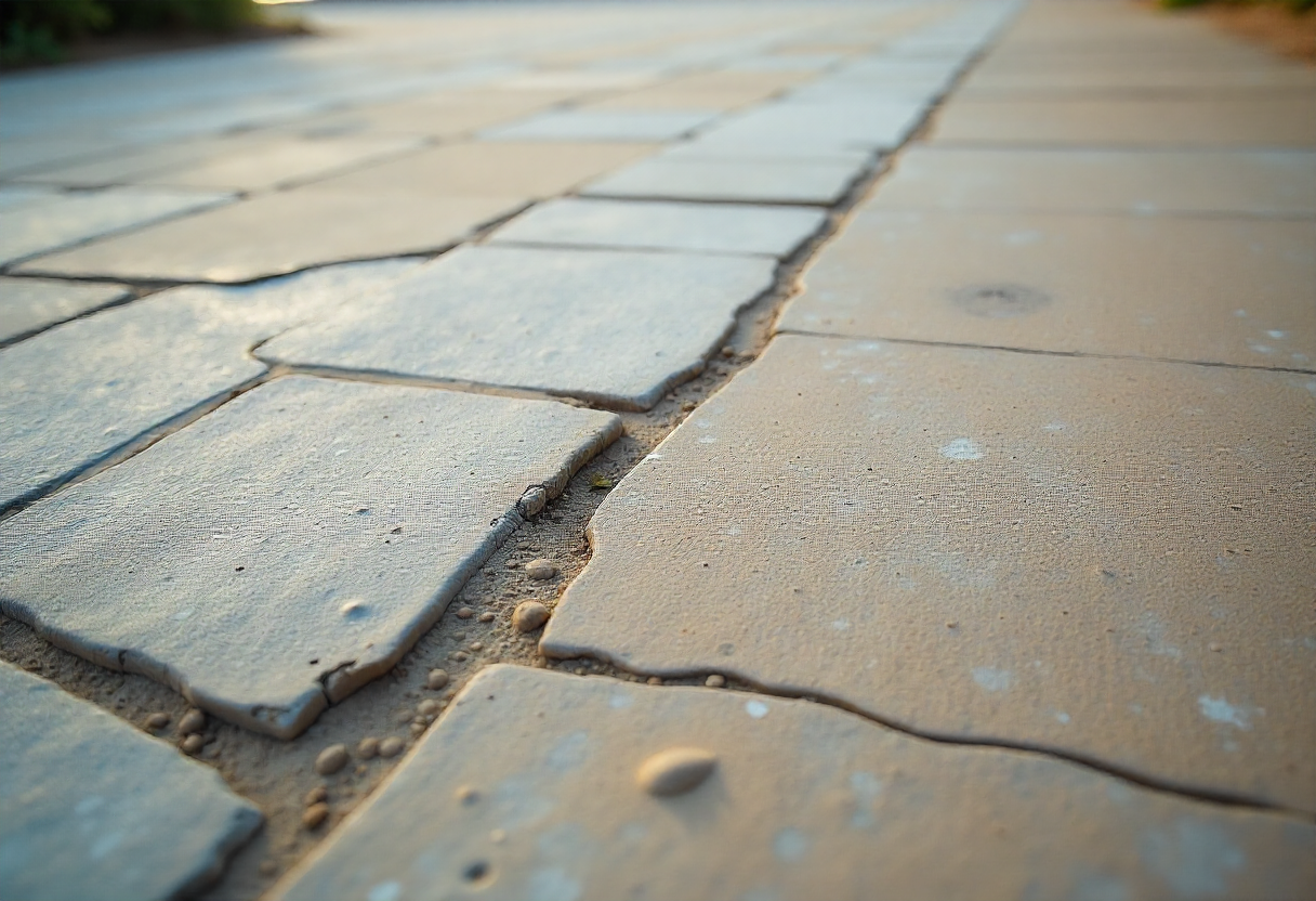 deteriorating concrete driveway surface 