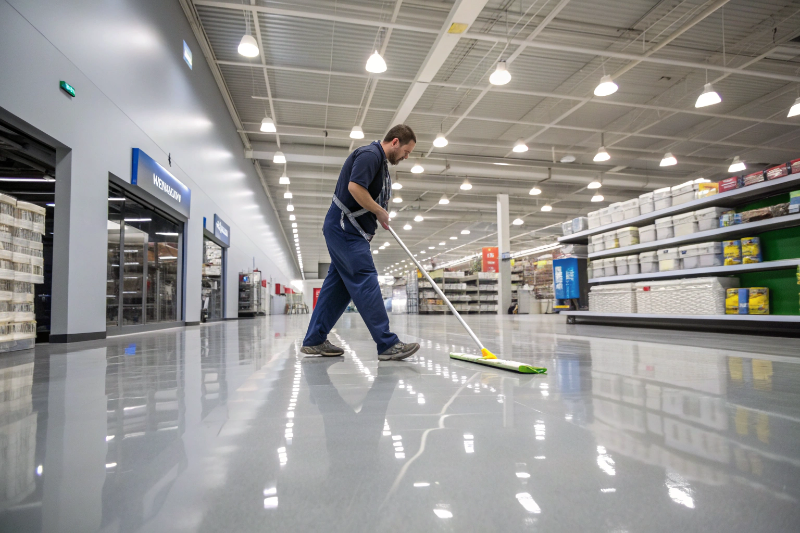 Easy maintenance cleaning epoxy flooring in Newcastle retail store