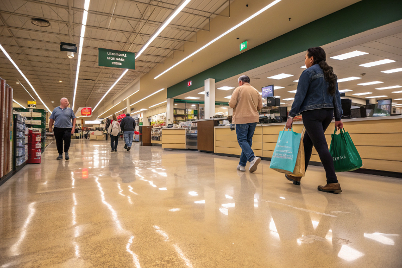 Durable retail store epoxy flooring Newcastle withstanding heavy customer traffic